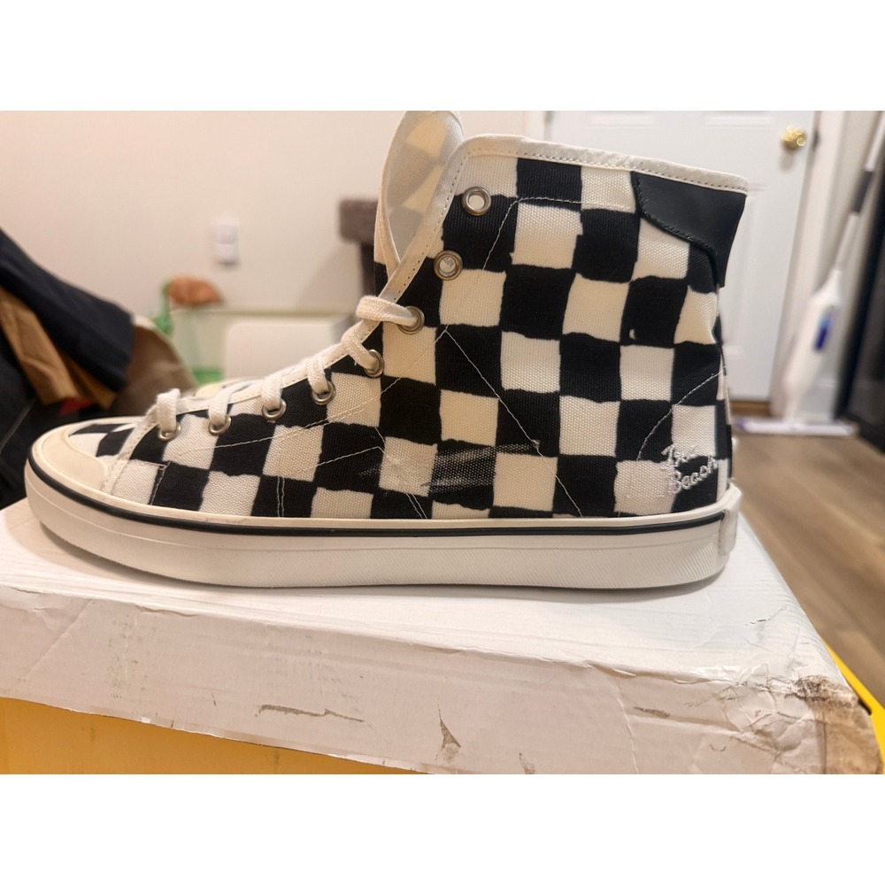 IRO Paris Currill Mens Checkerboard High Top Sneakers Black White EU 43 Spain - Picture 3 of 6